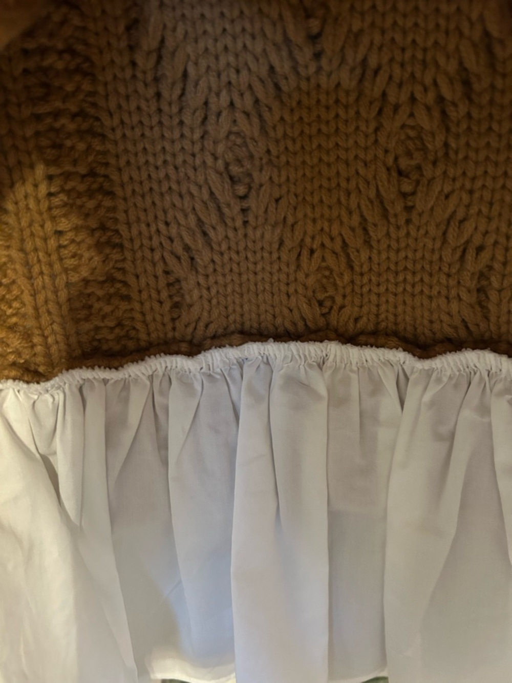 Anthropologie Cable-Knit Crewneck layered Camel Vest & built in white blouse - Picture 8 of 8